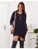 Rochie Plus Size cu spate mai lung, neagra FK565 - Magazin online - Boutique